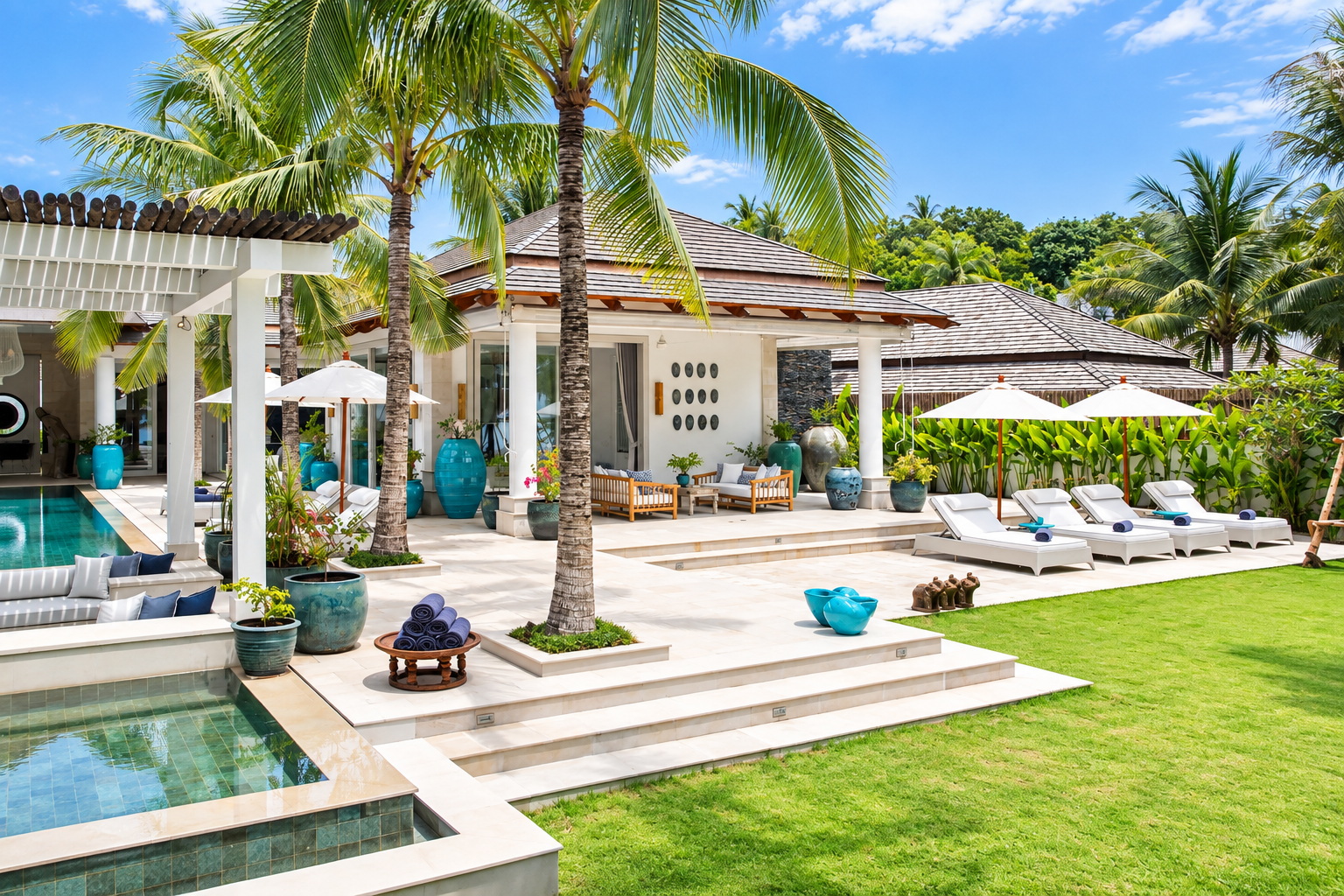 Villa Mia Koh Samui terrace sunbed natural stone